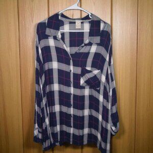 womens faded glory plaid button down shirt